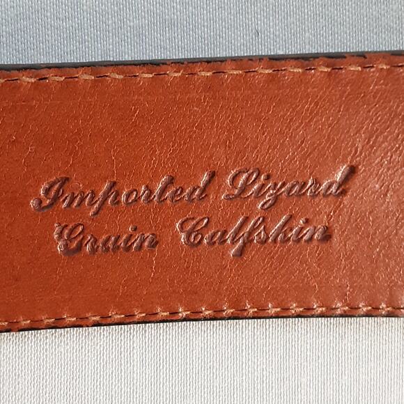 Mens Imported Lizard Grain Calfskin Belt 32 Waist Black Double Loop - Picture 8 of 13